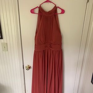 Azazie Terracotta Halter Neck Dress - Sz 14